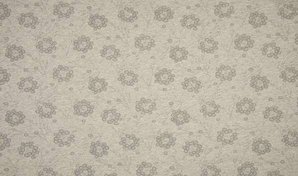 RESTSTÜCK 1,60cm !!! - Bio Jersey - Blumen - melange grau - Baumwolle